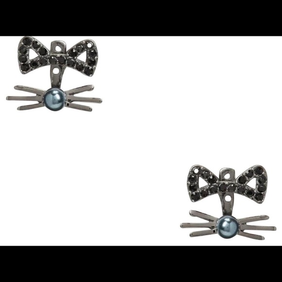 Kate Spade ♠️ NWT Black Cat Ear Jacket Earrings - Picture 5 of 7